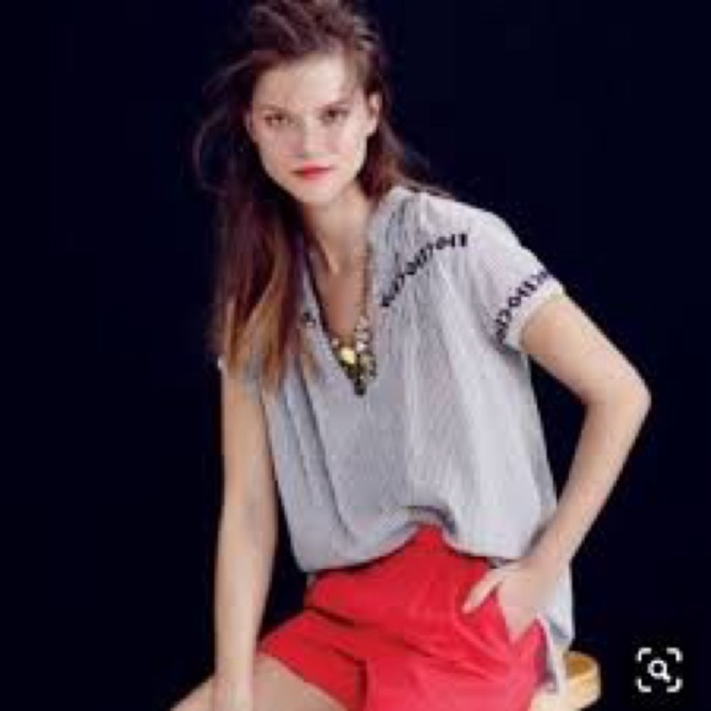 J. Crew Gray Relaxed Polo Blouse